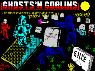 Ghosts 'n Goblins title screen for ZX Spectrum